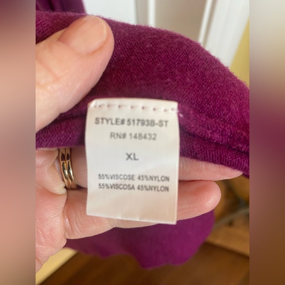 Pink Clover Women’s Magenta Raspberry Open Front Knit Cardigan Size XL Pockets - Picture 9 of 10